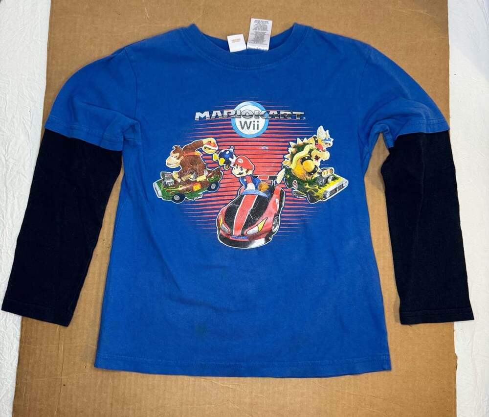 Nintendo Mario Kart Wii Long Sleeve Shirt Size Boys 8 Medium